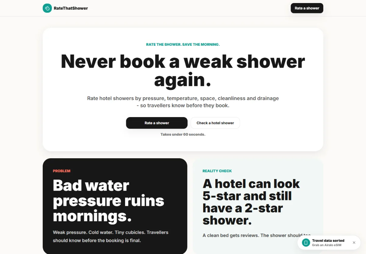 Rate That Shower website